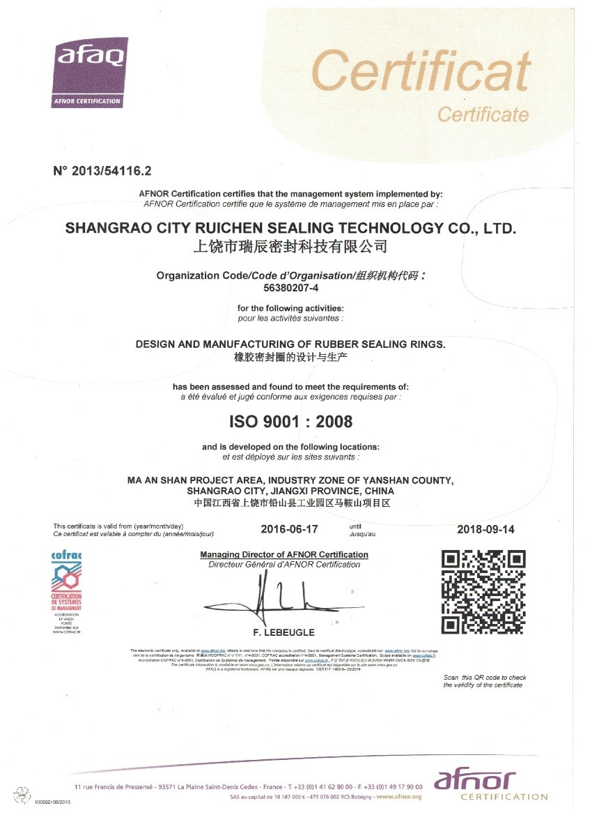 Çin Dongguan Ruichen Sealing Co., Ltd. Sertifikalar
