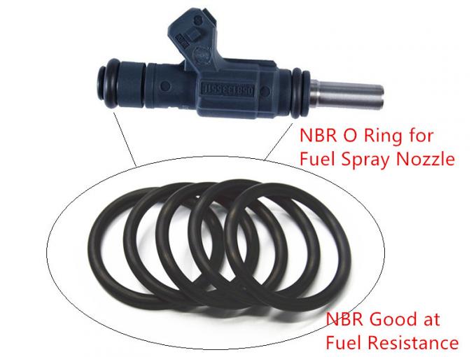 Black Fuel Resistance NBR Nitrile O Ring For Fuel Spray Nozzle